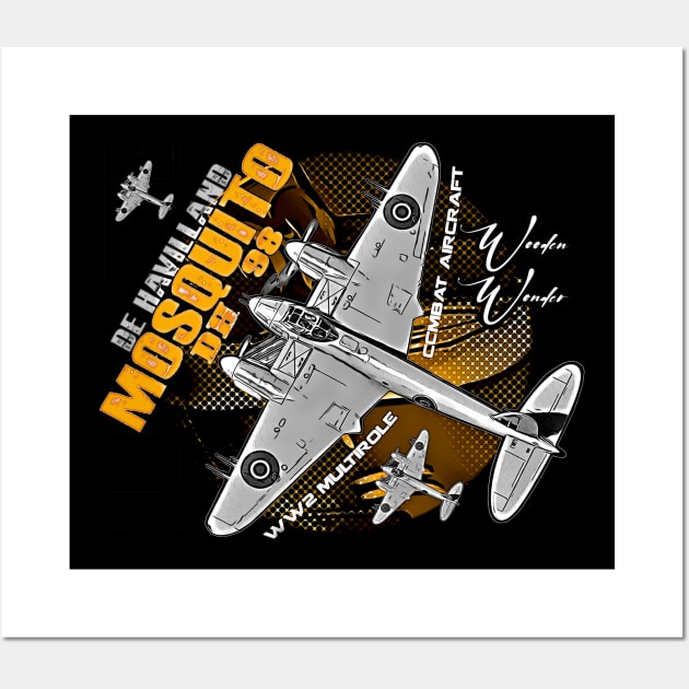 De Havilland Mosquito DH98 Vintage Multirole Combat Aircraft Wall Art by aeroloversclothing